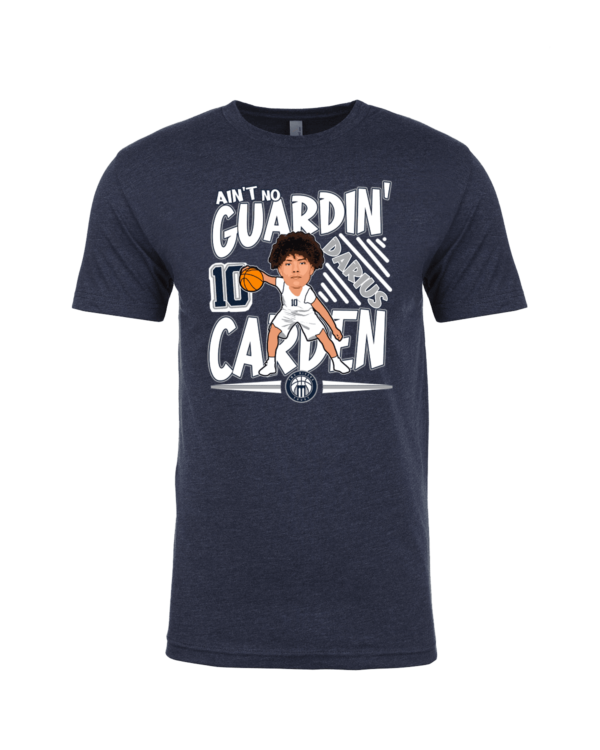 A navy blue t-shirt with an image of a baseball player.