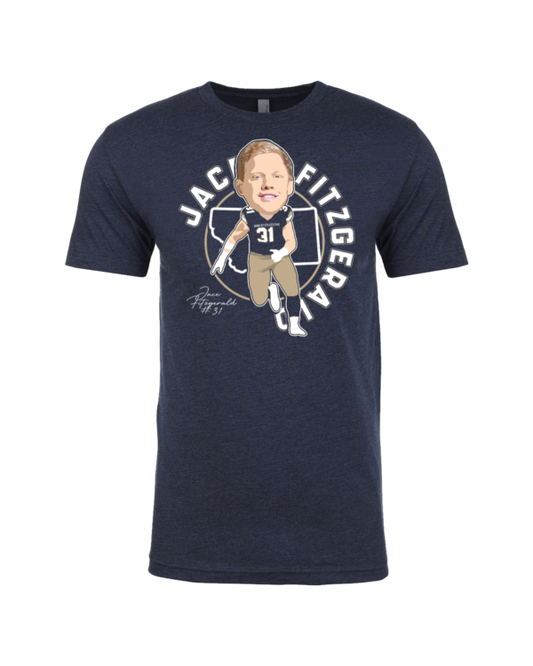 A t-shirt with an image of jack fitzgerald.