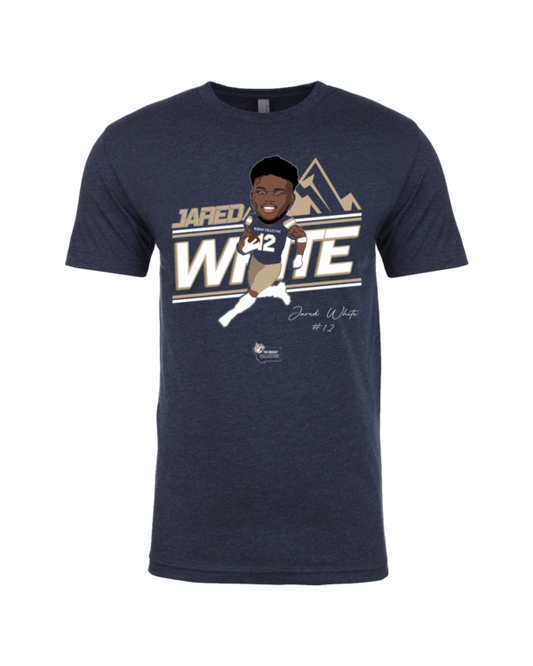 A t-shirt with a picture of a baseball player.