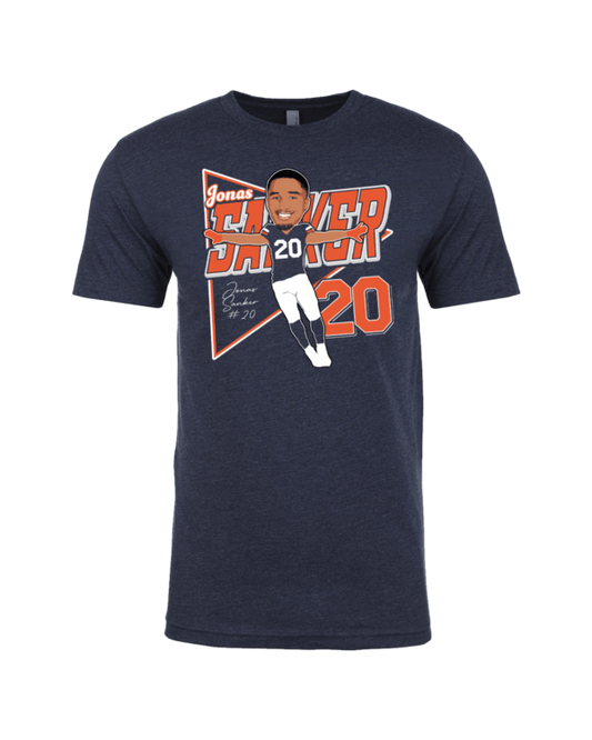 A navy blue t-shirt with an image of a player.