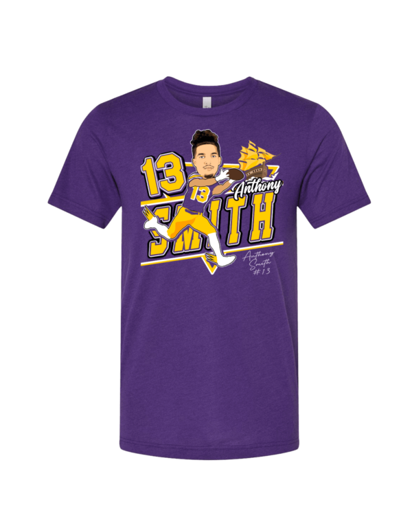 A purple t-shirt with a picture of kobe bryant.