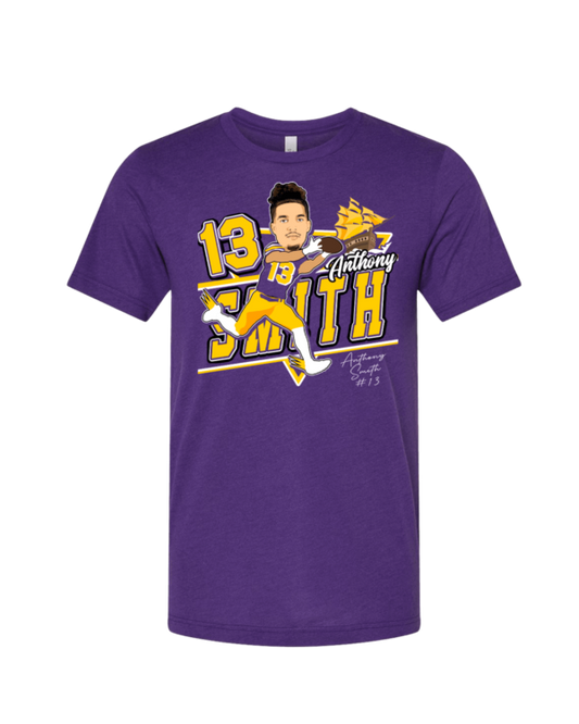 A purple t-shirt with a picture of kobe bryant.