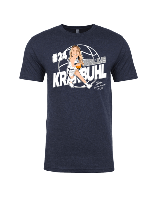 A t-shirt with a picture of a girl holding a basketball.