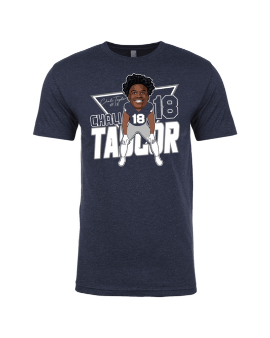 A t-shirt with a picture of a person holding something.