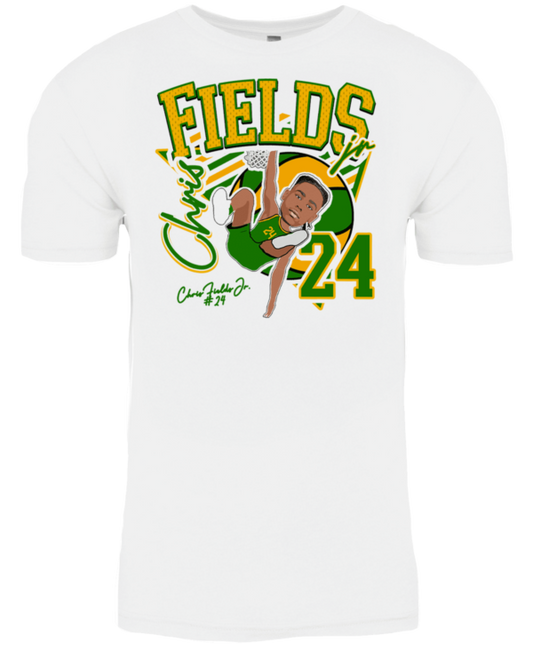 A white shirt with an image of a baseball player.