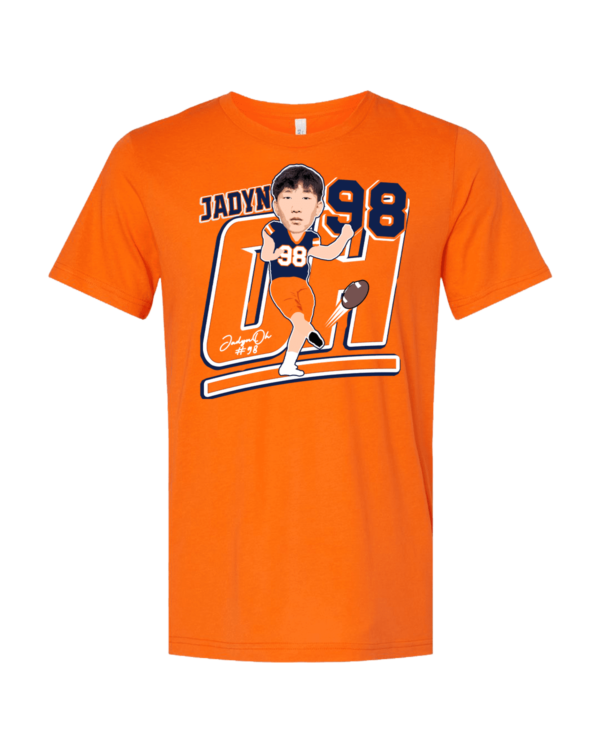 A t-shirt with an image of a baseball player.