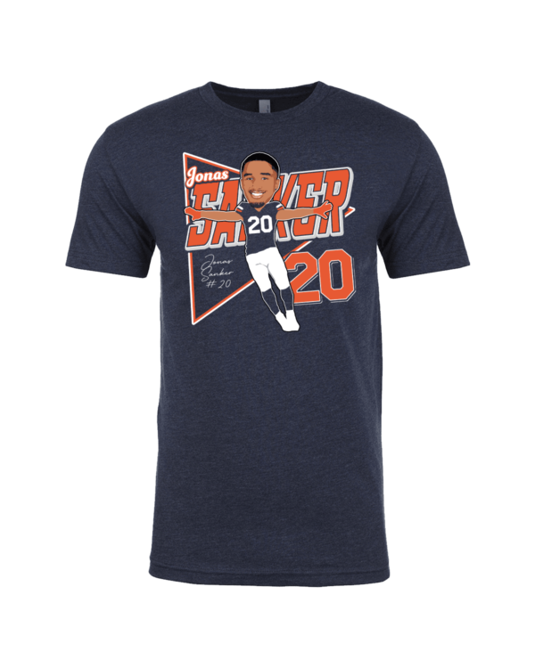 A navy blue t-shirt with an image of a player.