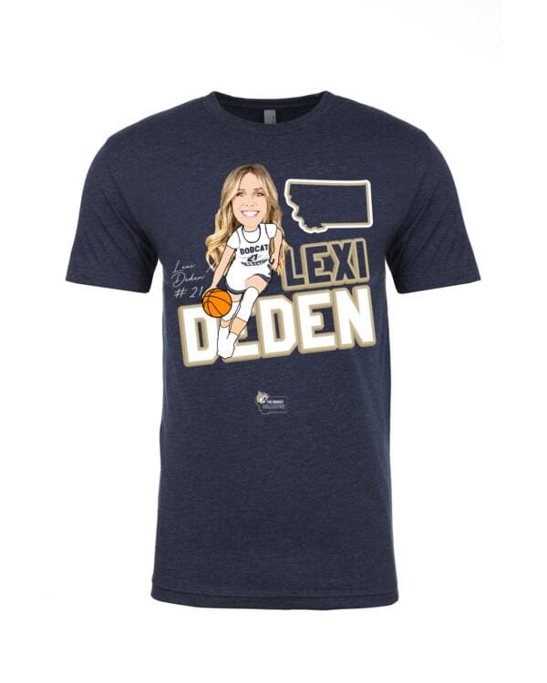 A picture of the front of a t-shirt with a woman holding a basketball.