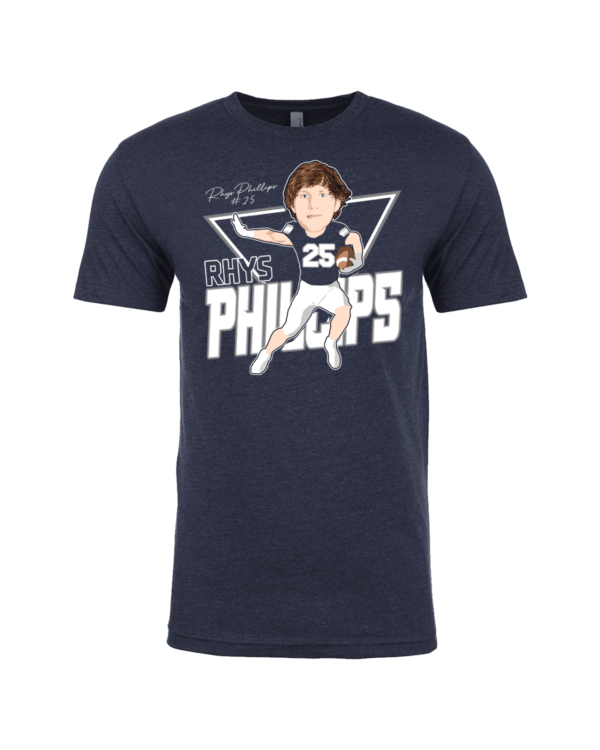 A t-shirt with a picture of a baseball player.