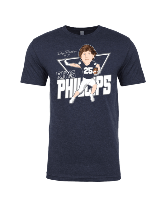 A t-shirt with a picture of a baseball player.