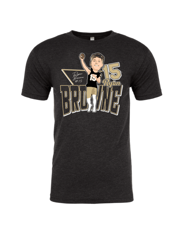 A t-shirt with a picture of a baseball player.