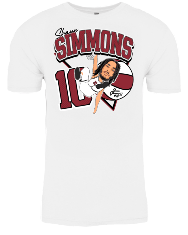 A white t-shirt with an illustration of a cheerleader.