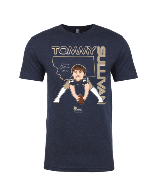 A picture of tommy wearing his baseball uniform.